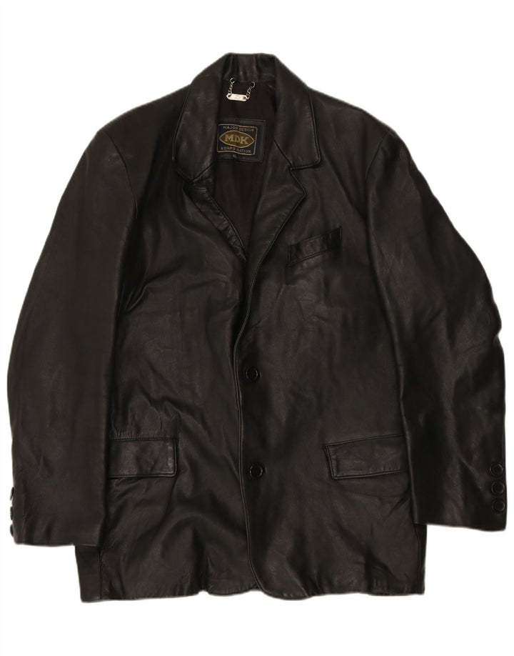 MDK Mens Leather Jacket UK 42 XL Black Leather