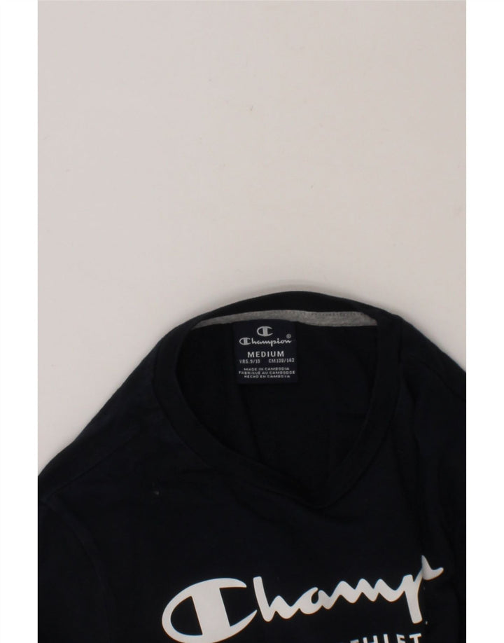 CHAMPION Boys Graphic Top Long Sleeve 9-10 Years Medium  Navy Blue Vintage Champion and Second-Hand Champion from Messina Hembry 