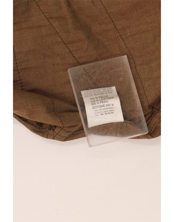 LA MATTA Ανδρικό Suede Jacket UK 40 Large Khaki Colourblock Leather