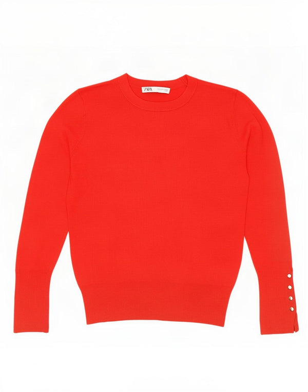 Zara Γυναικείο πουλόβερ με λαιμόκοψη UK 10 Small Red