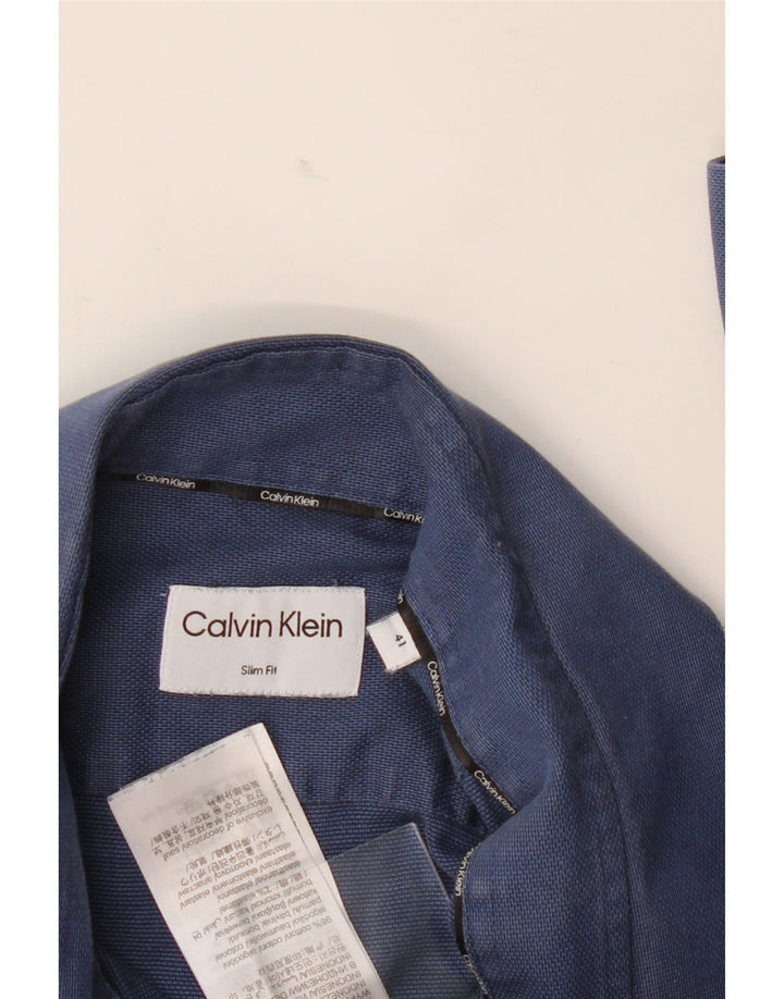 CALVIN KLEIN Mens Slim Fit Shirt Size 41 Large Blue Cotton Vintage Calvin Klein and Second-Hand Calvin Klein from Messina Hembry 