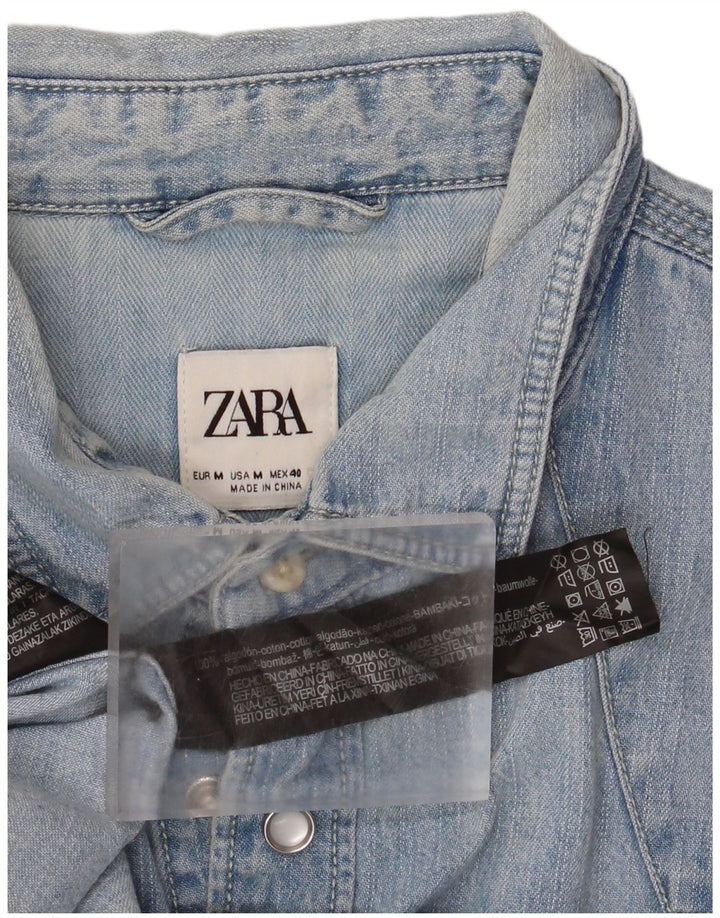 Ανδρικό τζιν πουκάμισο Zara, μεσαίο μπλε βαμβακερό