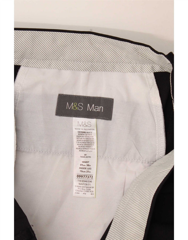 Marks & Spencer Ανδρικό ίσιο παντελόνι Chino W36 L31 Navy Blue Polyester