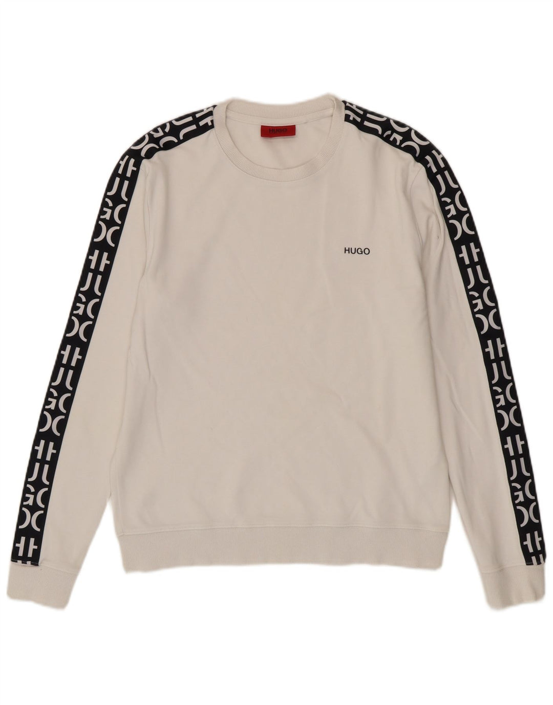 Ανδρικό γραφικό φούτερ Hugo Boss Jumper Small White Colourblock Βαμβακερό