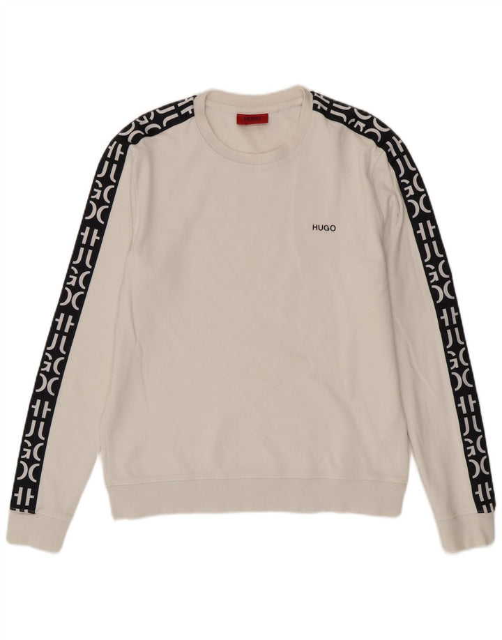 Ανδρικό γραφικό φούτερ Hugo Boss Jumper Small White Colourblock Βαμβακερό
