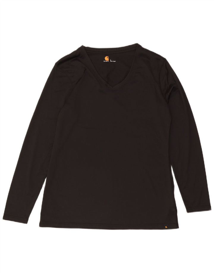 Carhartt Γυναικείο τοπ μακρυμάνικο UK 16 μεγάλο μαύρο πολυεστέρα