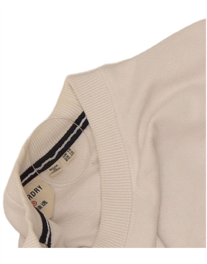 Γυναικείο φούτερ Superdry Jumper UK 14 μεγάλο λευκό βαμβακερό