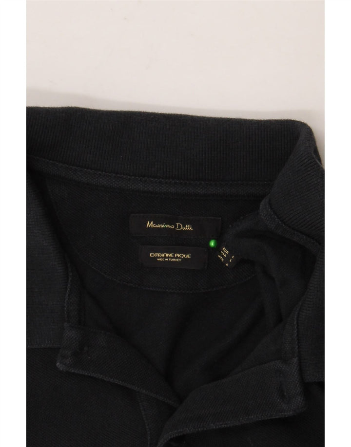 Ανδρικό πουκάμισο πόλο Massimo Dutti, μεγάλο μαύρο βαμβακερό