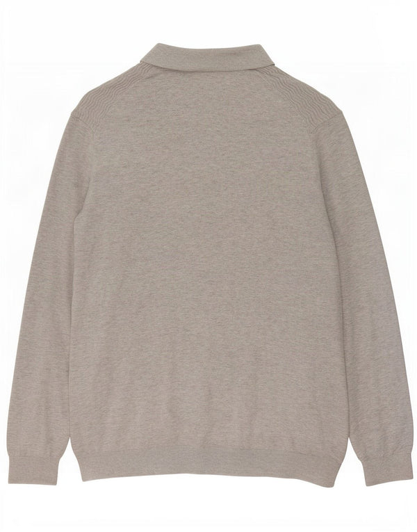 Massimo Dutti Ανδρικό πουλόβερ Polo με λαιμόκοψη XL Γκρι βαμβακερό