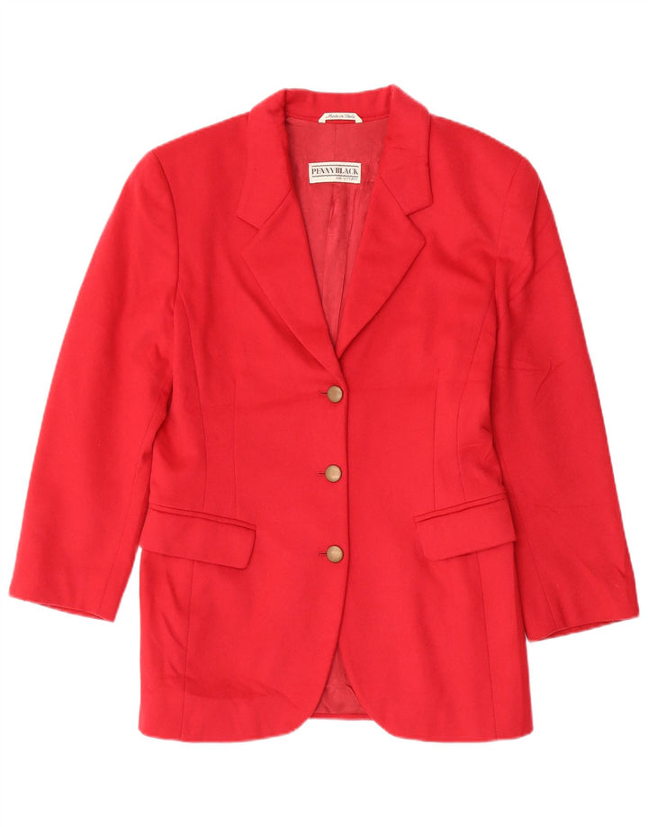 Penny Black Γυναικείο σακάκι 3 κουμπιών UK 12 μεσαίο κόκκινο μαλλί