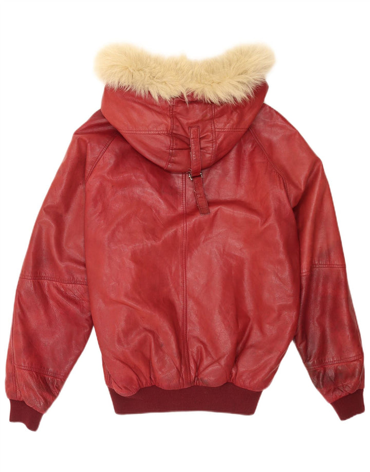 Charles Chevignon Ανδρικό Δερμάτινο Μπουφάν με κουκούλα UK 38 Medium Burgundy