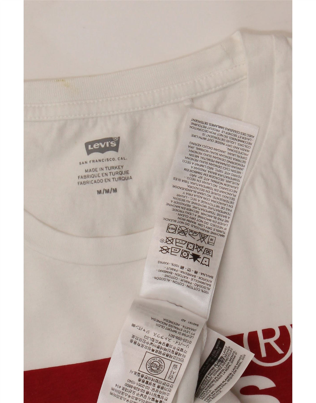 LEVI'S Womens Graphic T-Shirt Top UK 12 Medium White Cotton Vintage Levi's and Second-Hand Levi's from Messina Hembry 