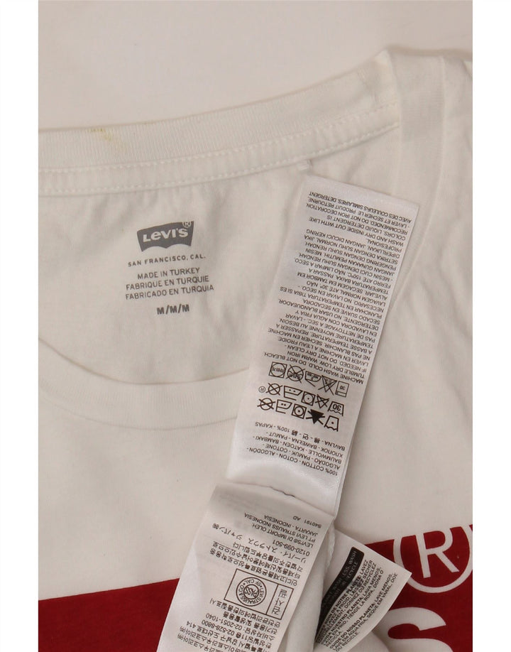 LEVI'S Womens Graphic T-Shirt Top UK 12 Medium White Cotton Vintage Levi's and Second-Hand Levi's from Messina Hembry 