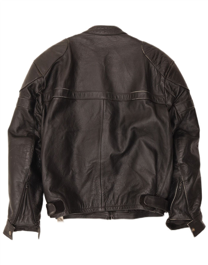 VINTAGE Ανδρικό Δερμάτινο Σακάκι Racer UK 40 Μεγάλο Δερμάτινο Μαύρο