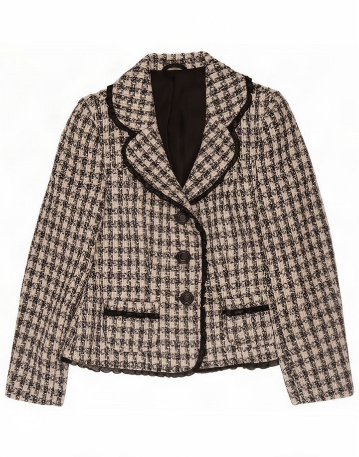 Vintage γυναικείο σακάκι με 3 κουμπιά σακάκι UK 10 Small Black Houndstooth