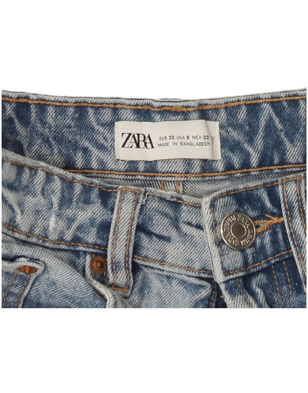 Γυναικείο τζιν σορτς ZARA ταλαιπωρημένο US 0 XS W22 Μπλε