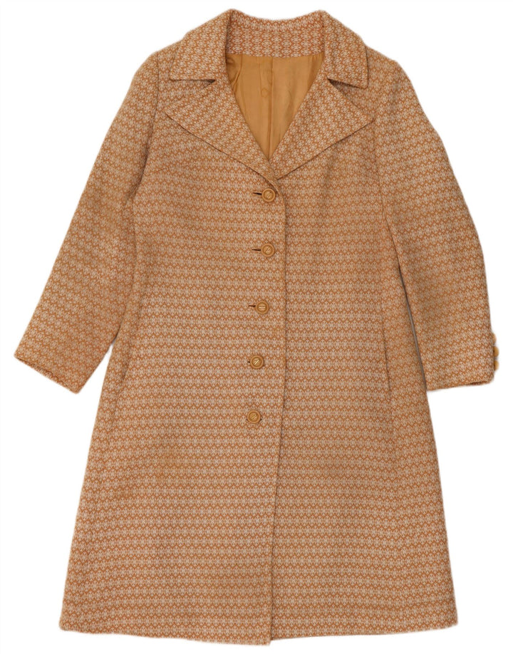 Vintage γυναικείο πανωφόρι UK 10 Small Beige Geometric