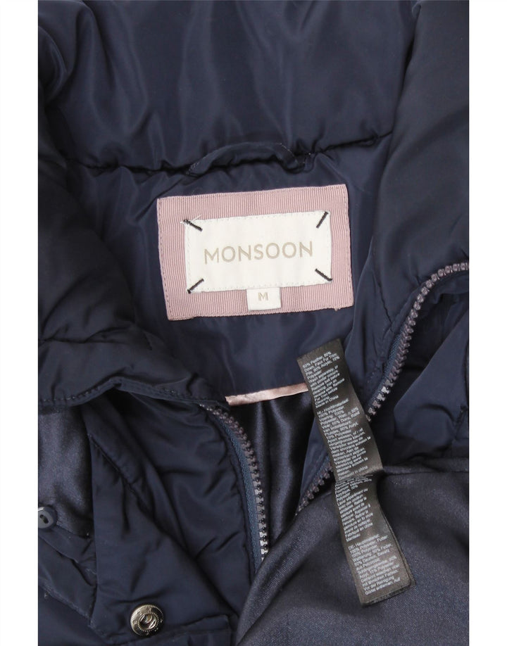 MONSOON Γυναικείο παλτό με κουκούλα UK 14 Medium Navy Blue Polyester
