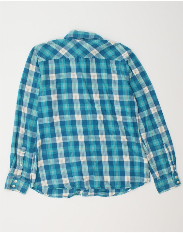 EDDIE BAUER Γυναικείο φανελένιο πουκάμισο UK 10 Small Blue Check Cotton