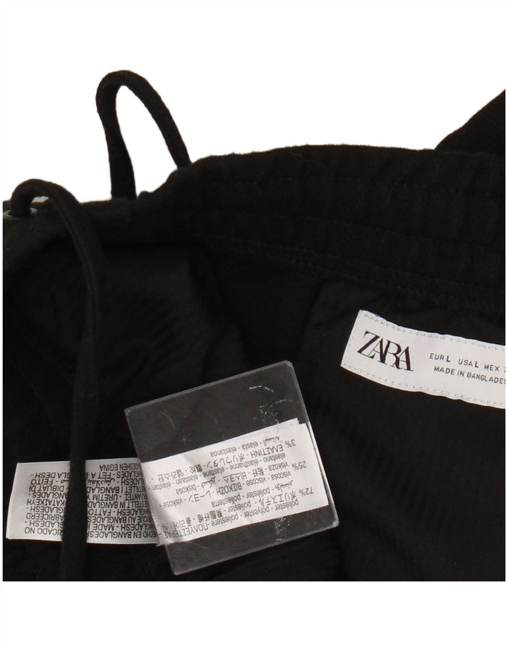 Zara Γυναικείο κωνικό παντελόνι casual μεγάλο W32 L28 μαύρο πολυεστέρα