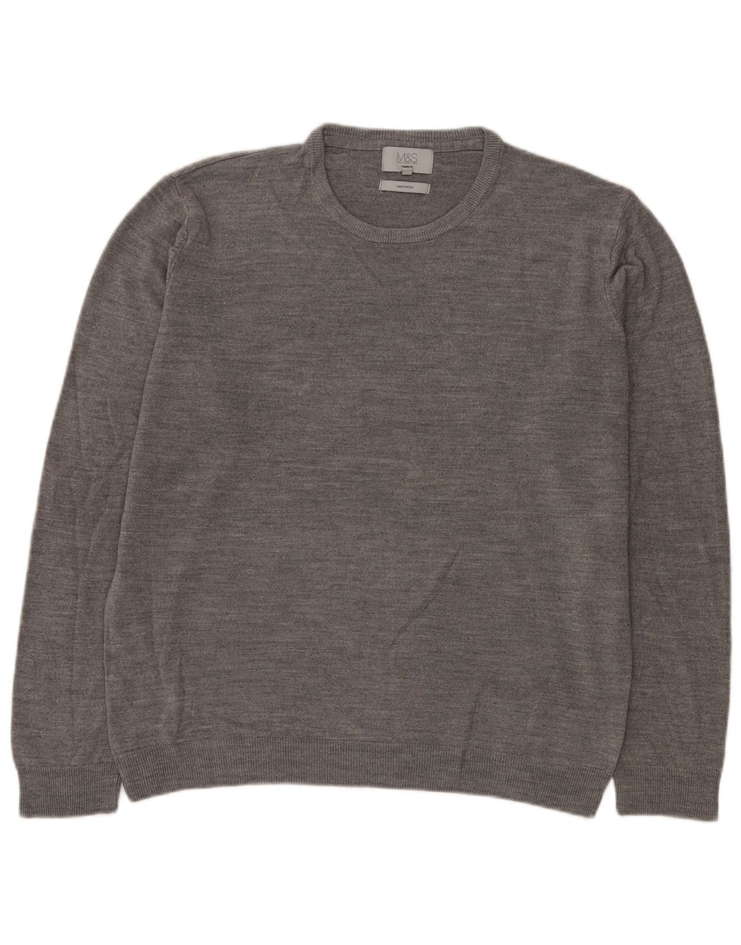 Ανδρικό πουλόβερ Marks & Spencer Regular Fit Crew Neck Jumper XL Grey Acrylic