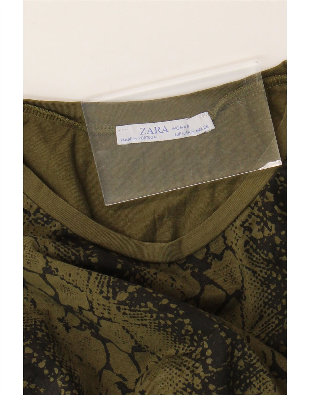 Γυναικείο T-Shirt ZARA Top UK 12 Medium Khaki Animal Print