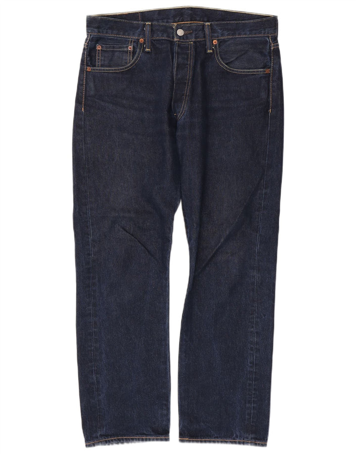 Levi's Mens 501 Straight Jeans W34 L30 Navy Blue Cotton