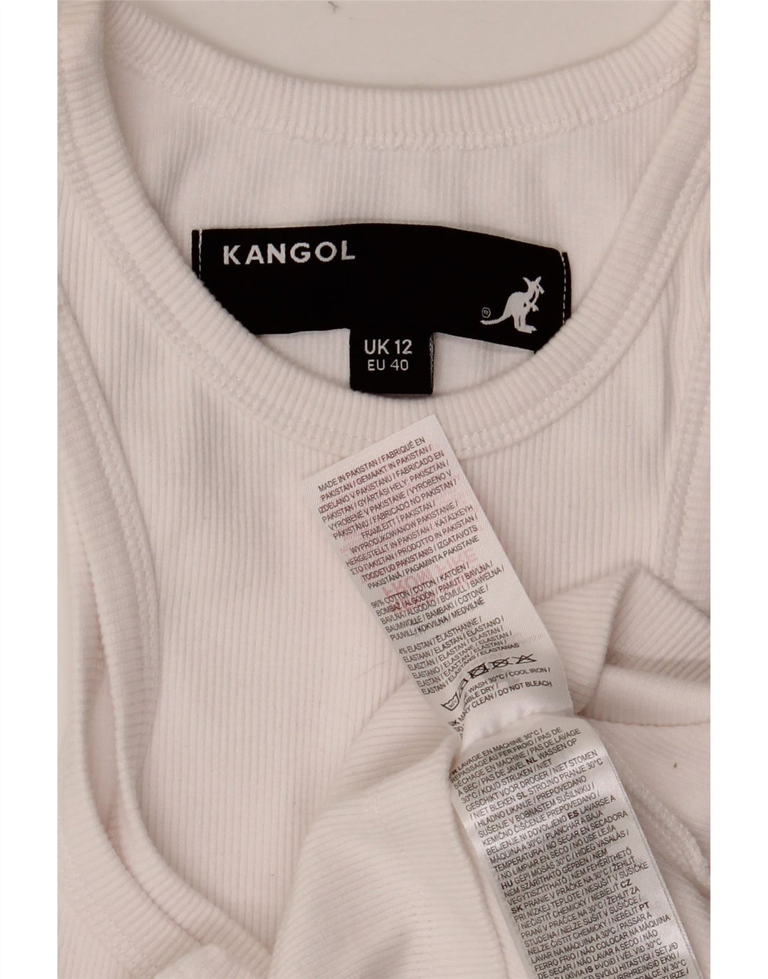 Γυναικείο φανελάκι KANGOL Crop τοπ UK 12 μεσαίο λευκό βαμβακερό