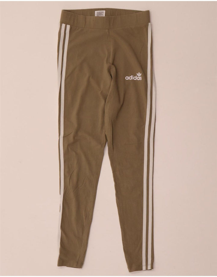 Γυναικείο κολάν ADIDAS UK 8 Μικρό Χακί Βαμβάκι