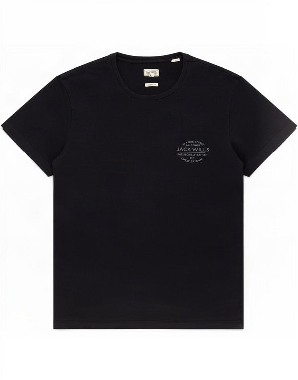 Jack Wills Ανδρικό μπλουζάκι Classic Fit Top Medium Black Cotton