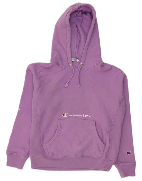 Champion Womens Graphic Oversized Hoodie Jumper UK 10 Small Purple Cotton