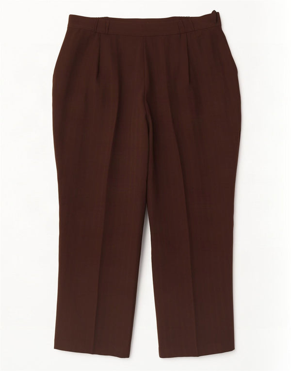Marks & Spencer Γυναικεία Casual Παντελόνια UK 16 Large W34 L26 Καφέ ριγέ