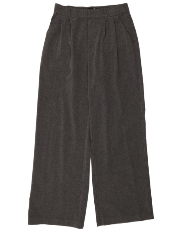 HOLLISTER Womens High Waist Wide Leg Chino Trousers W26 L29 Grey Polyester