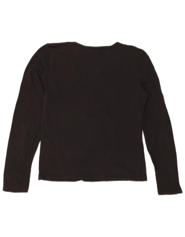 TRUSSARDI JEANS Γυναικείο Crop γραφικό τοπ μακρυμάνικο UK 14 μεγάλο μαύρο