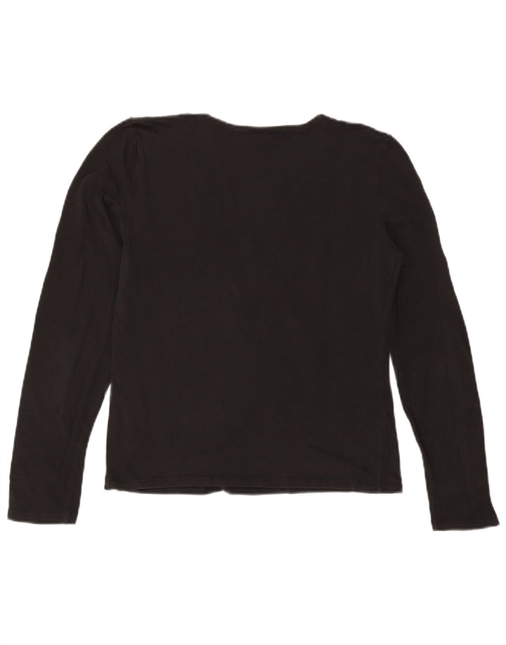 TRUSSARDI JEANS Γυναικείο Crop γραφικό τοπ μακρυμάνικο UK 14 μεγάλο μαύρο