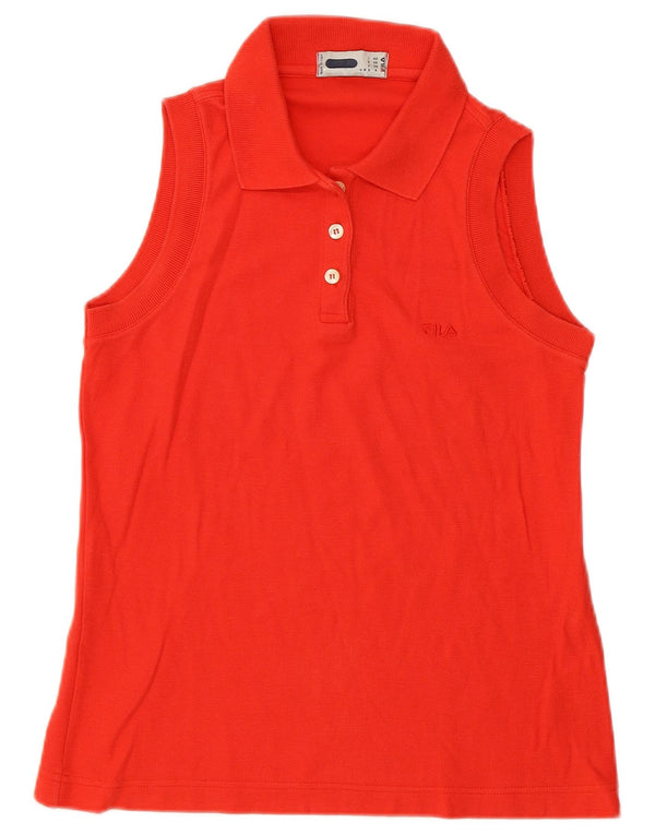 Fila Womens Sleeveless Polo Shirt IT 42 Medium Red Cotton