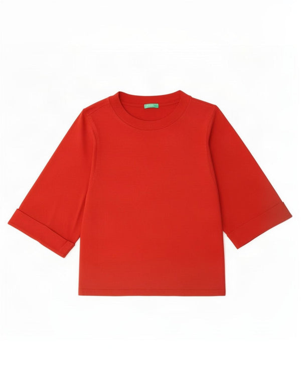 Benetton γυναικείο τοπ 3/4 μανίκι UK 14 Μεσαίο κόκκινο