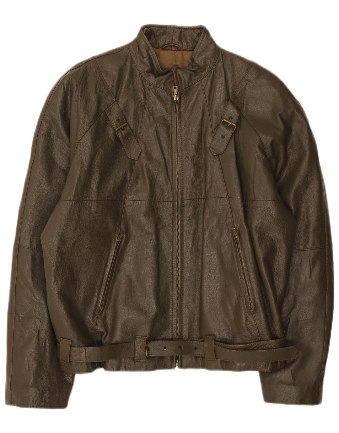 Vintage Ανδρικό Δερμάτινο Μπουφάν IT 50 Large Khaki Leather
