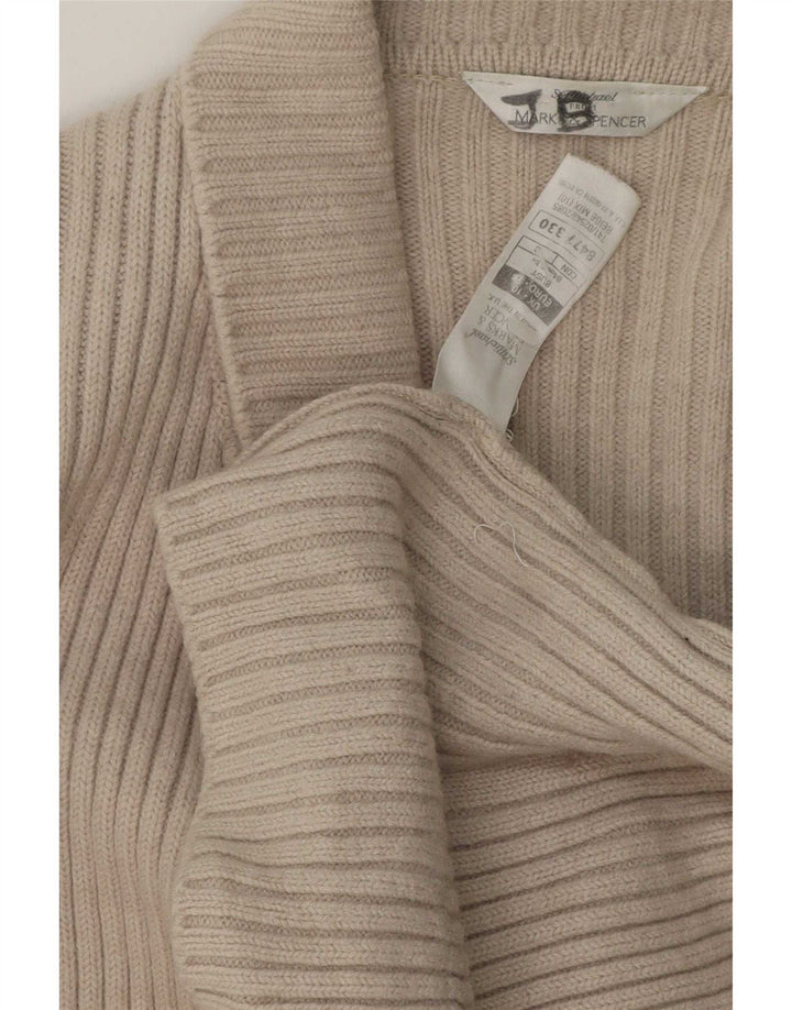 Marks & Spencer Γυναικεία ζακέτα πουλόβερ UK 10 Μπεζ μαλλί