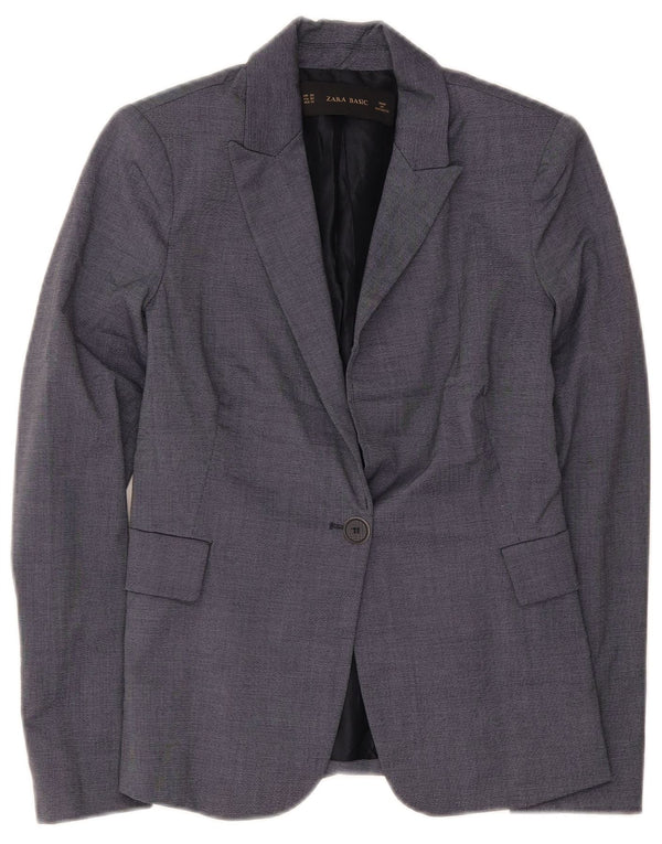 Zara Γυναικείο σακάκι 1 κουμπιού Blazer UK 6 XS Navy Blue Acetate