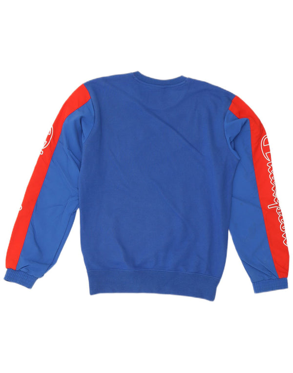 Ανδρικό γραφικό φούτερ Champion Jumper XS Blue Colourblock Βαμβακερό