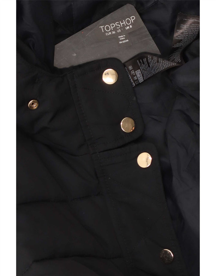Topshop Γυναικείο μπουφάν με κουκούλα με επένδυση UK 8 Small Black Polyester