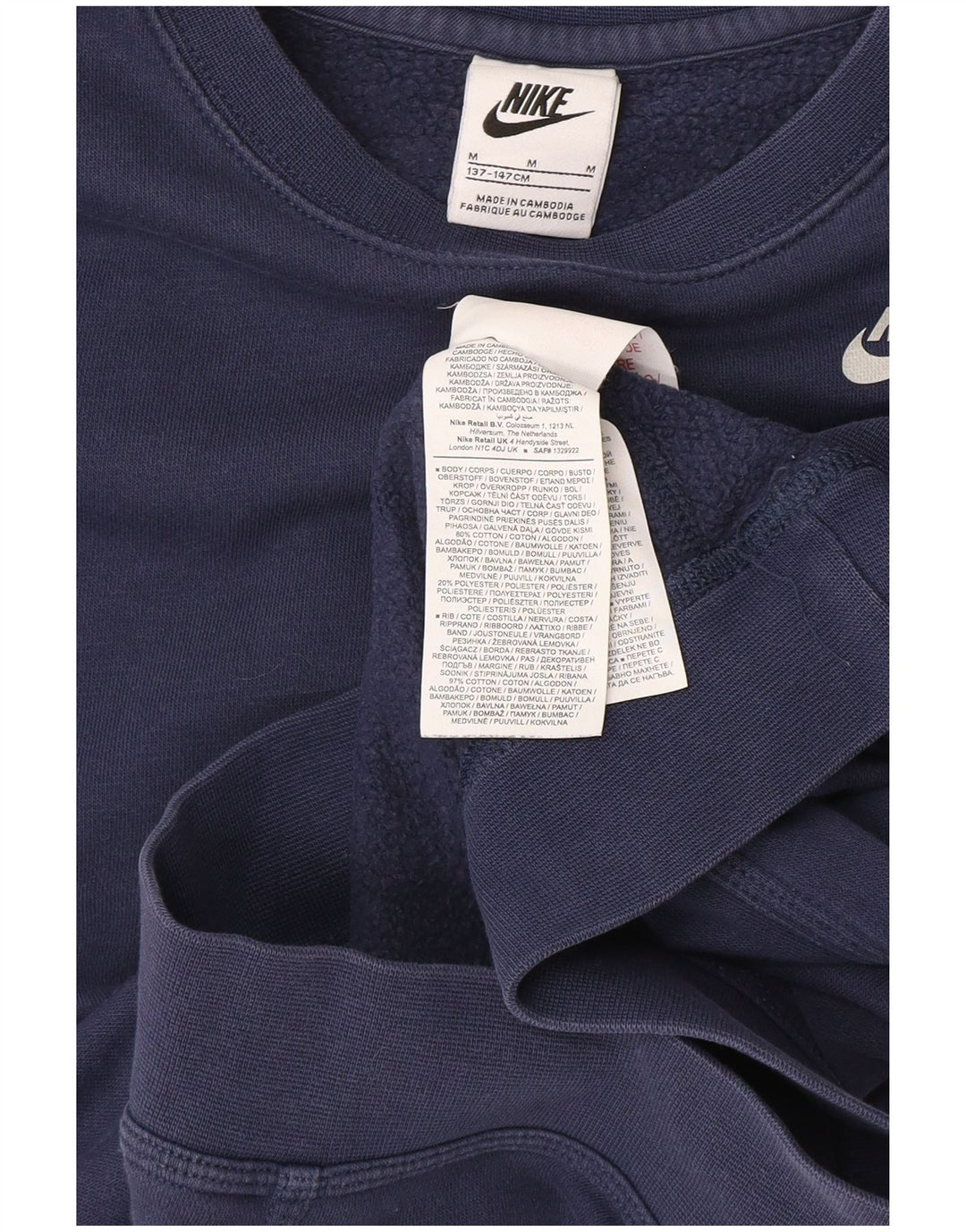 Γραφικό φούτερ NIKE Boys Swoosh Jumper 10-11 ετών Medium Navy Blue