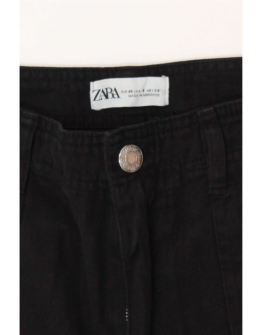 Zara Γυναικείο ίσιο παντελόνι Cargo EU 40 Medium W30 L30 Μαύρο