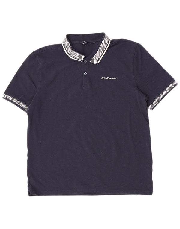 Ανδρικό μπλουζάκι πόλο Ben Sherman Μεγάλο μπλε ναυτικό βαμβακερό ριγέ