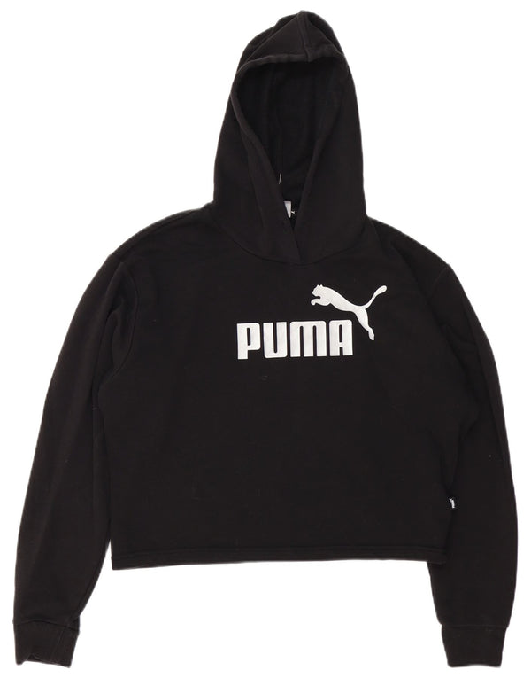 Γυναικείο PUMA Oversized Crop Graphic Hoodie Jumper UK 6 XS Μαύρο