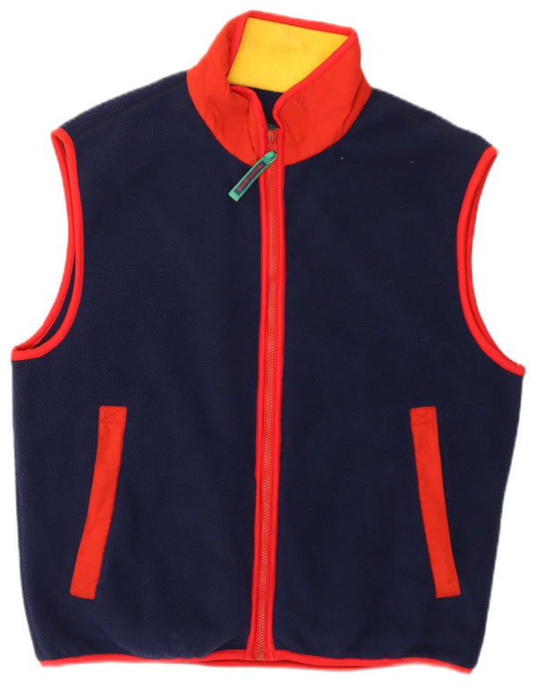 Henry Cottons Mens Fleece Gilet UK 40 Large Navy Blue Colorblock Πολυεστέρας