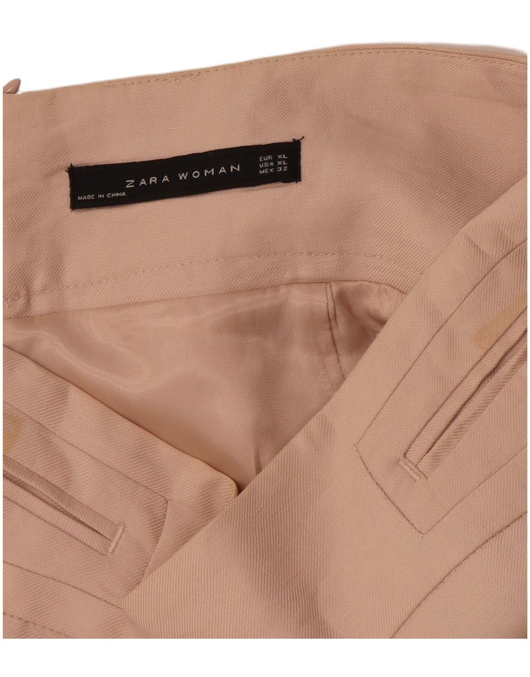 ZARA Γυναικεία Ψηλόμεση Pencil Φούστα XL W32 Beige Rayon