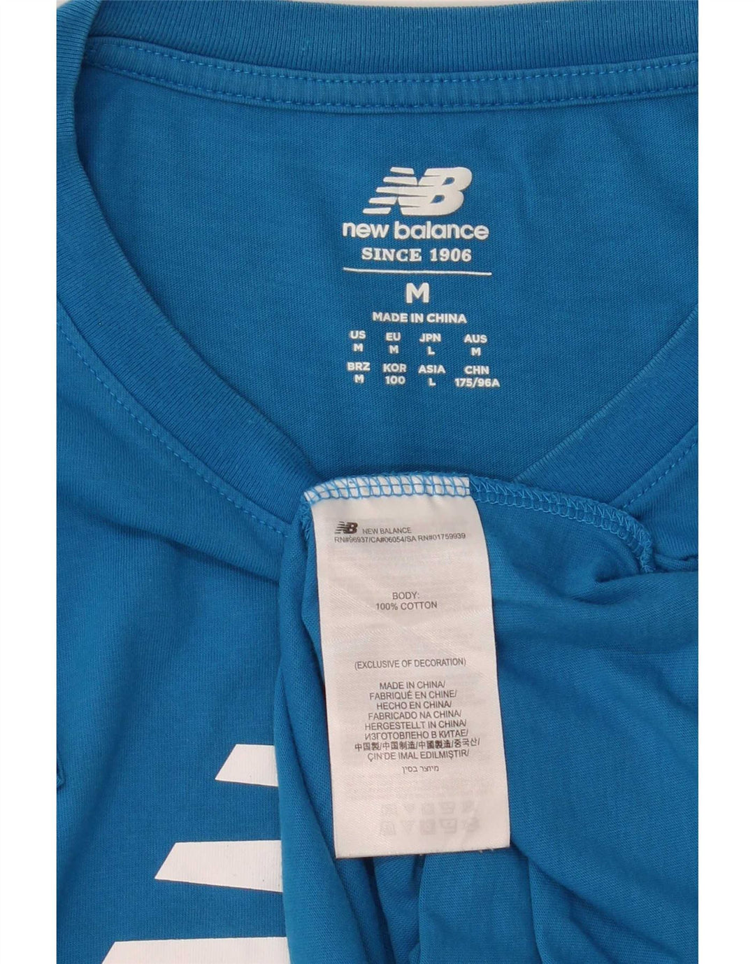 Ανδρικό γραφικό T-Shirt New Balance Τοπ μεσαίο μπλε βαμβακερό