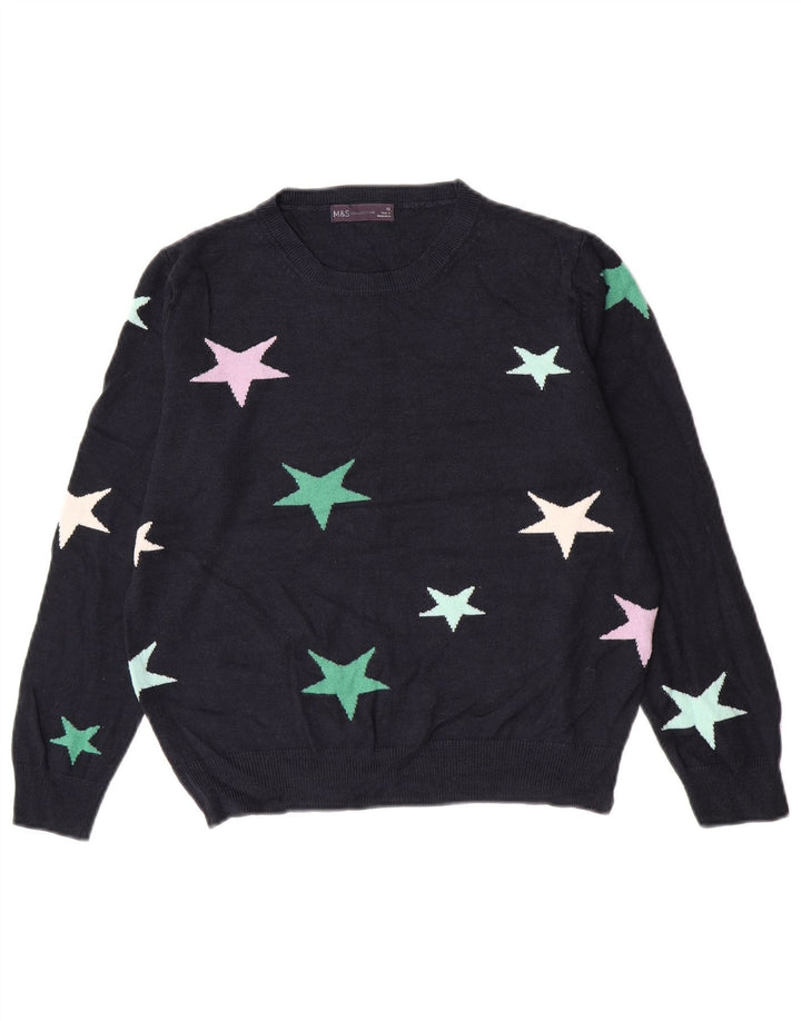Marks & Spencer Γυναικείο πουλόβερ με λαιμόκοψη UK 12 Medium Navy Blue
